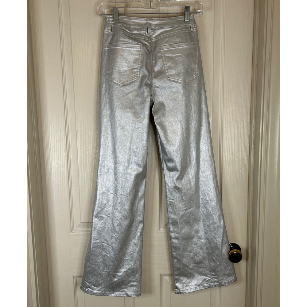 EVERY Silver Metallic High Rise Wide Leg Pants Women's Size‎ 0 - Picture 4 of 13